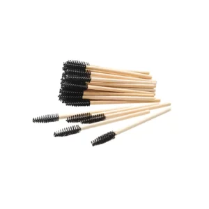 Biodegradable bamboo spoolie brushes for Brow Lamination and Lash Lift; gentle, eco-friendly disposable wands in a pack of 25