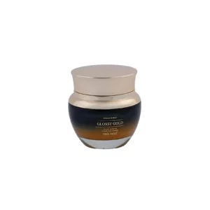 Nikk Mole Brow Scrub in Glossy Gold jar, a nourishing and exfoliating pre-treatment for eyebrows with natural ingredients like sea salt and coffee grains, suitable for all skin types