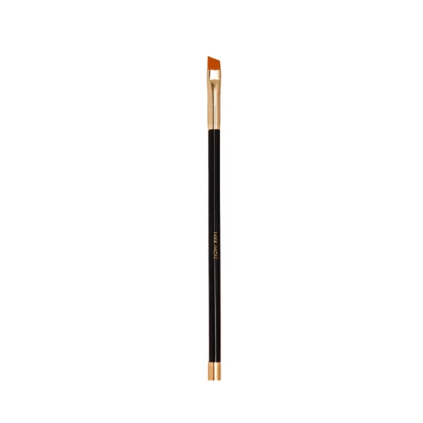 Nikk Mole Brush No.14 is a medium angled brush for sharp, precise eyebrow coloring with durable synthetic bristles and an elegant handle