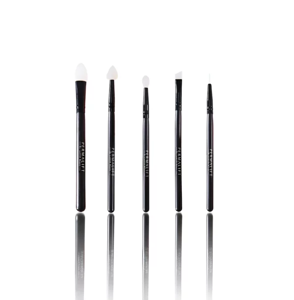 Set of five Permalift silicone brushes for brow and lash treatments, featuring various shapes for optimal application, displayed against a white background