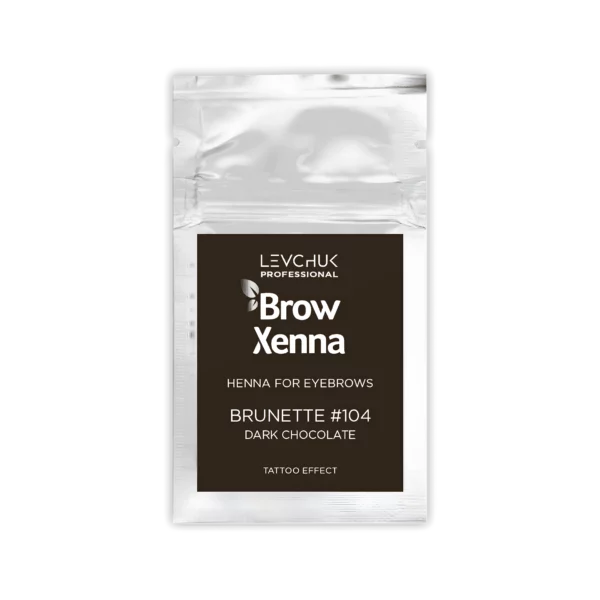 BrowXenna henna refill sachet in Brunette #104 Dark Chocolate, rich brown for defined brows