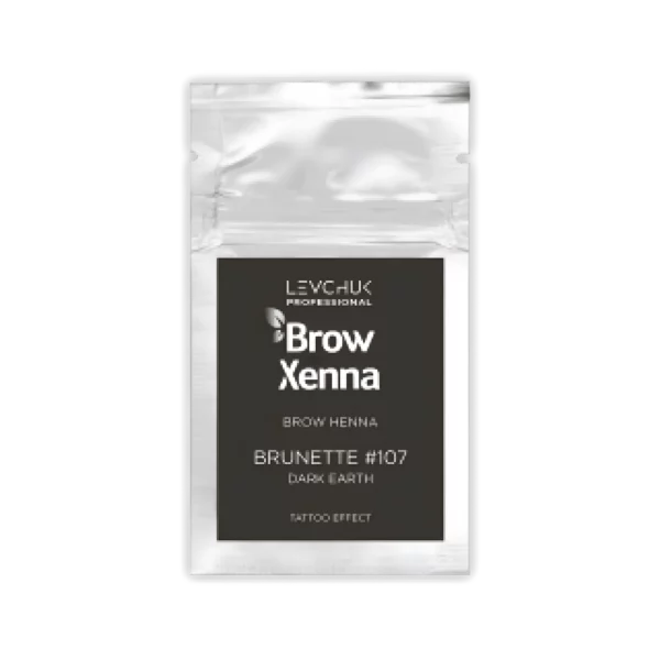 BrowXenna henna refill sachet in Brunette #107 Dark Earth, deep brown for bold eyebrows