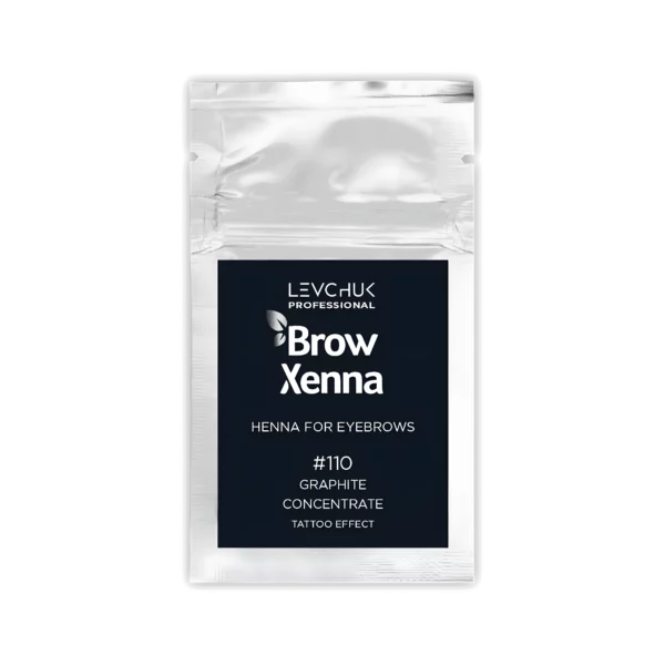 BrowXenna henna refill sachet in #110 Graphite Concentrate, intense dark for bold brow definition