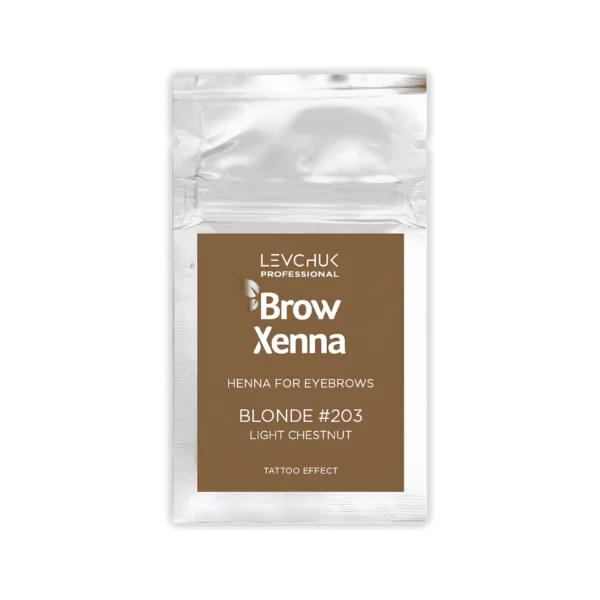 BrowXenna henna refill sachet in Blonde #203 Light Chestnut, soft brown for gentle brow enhancement