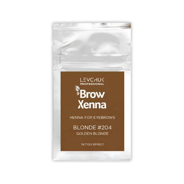 BrowXenna henna refill sachet in Blonde #204 Golden Blonde, warm blonde shade for eyebrow tinting