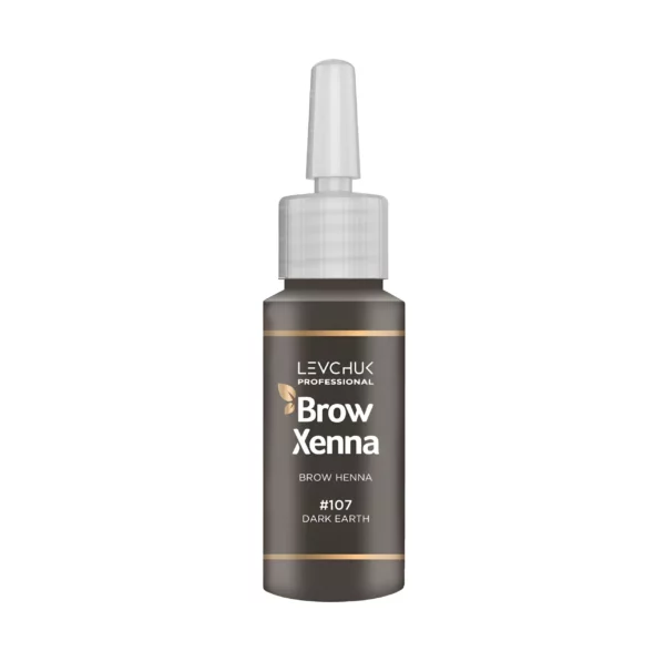 BrowXenna Henna for eyebrows in shade #107 Dark Earth, offering a deep earth-toned brown ideal for fuller brows