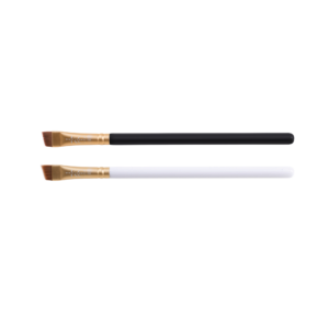 Set of two Kensi Cosmetics angled brushes with black and white handles, gold ferrules, and soft bristles, ideal for professional makeup use