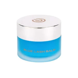 Maxymova Blue Lash Balm lash lift glue balm jar, blue formula with white lid, designed to secure lashes to shields during lamination.