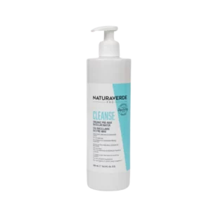 Naturaverde Pro Cleanse Organic Pre-Wax Micellar Water 500ml with olive, aloe vera, and chamomile for clean, soothed, pre-wax skin preparation