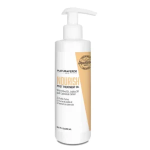 Naturaverde Pro Nourish Post Treatment Oil with Olive, Jojoba, and Calendula extracts in 200ml pump bottle for post-wax soothing and hydration