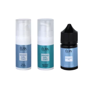 ÉLAN Brow Gel Tint Kit with Cold Blond, Neutral Brown tints, and 1% oxidant for professional eyebrow tinting treatments.