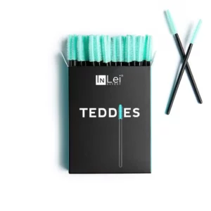 InLei Teddies silicone brush set in black packaging with mint bristles, ideal for professional lash lift, tinting, and brow styling