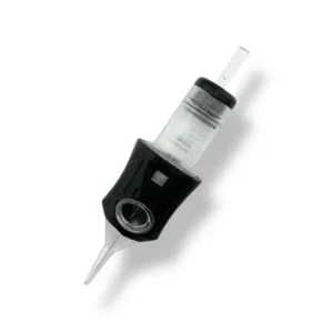 A high-quality close-up of an AiryArch PMU cartridge, showcasing its precision needle tip for permanent makeup applications