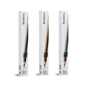 BrowXenna self-sharpening eyebrow pencils in Ebony, Dark Brown, and Ash Brown