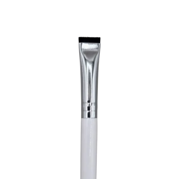 Early Lift flat wide brush with a sleek silver ferrule and white handle, designed for precise lash and brow lifting product application