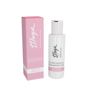 Thuya Eye Make-up Remover for Sensitive Skin with pump bottle and box, gentle cleanser to remove eye makeup before lash services.