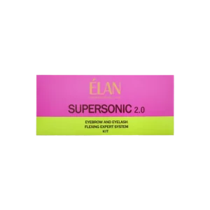 ÉLAN Supersonic 2.0 eyebrow and eyelash flexing expert system kit box in pink and green packaging for professional brow and lash services