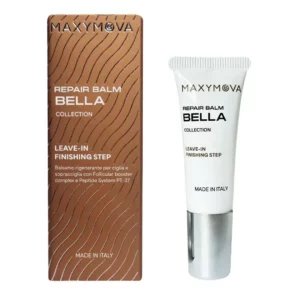 Maxymova Bella Repair Balm leave-in finishing step with follicular booster and peptide system, professional Italian care for lashes and brows.