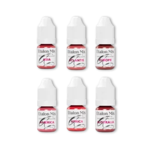 Etalon Mix by Antonina Andrusenko 5 ml lip pigment set with six shades Asia, Atlantis, Europe, America, Africa and Australia.