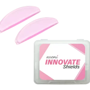 noemi INNOVATE Shields pink silicone lash lift rods pair with clear plastic storage case