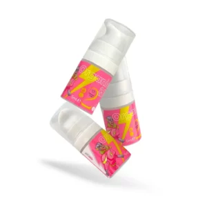 Three Pink Flash Korean Lash Lift Step 2 Mini pump bottles with bright pink and yellow packaging on a light grey background for professional lash lift fixing treatments.