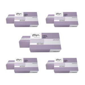 Thuya Eyebrow & Eyelash Serum Moisturizer retail pack with hyaluronic acid in lavender boxes for stronger, more elastic brows and lashes.
